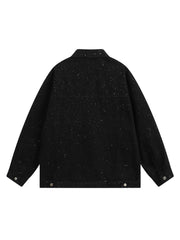 Distressed Sequin Design Denim Jacket