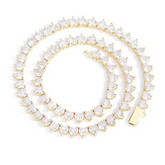 Women's Spring Clasp Heart Zirconia Tennis Necklace #CHA150