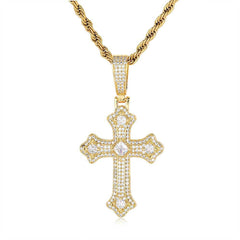 Men's Cross Micro-Inlaid Zirconia Pendant Necklace