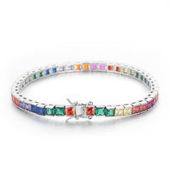 Men's Micro-paved Square Colored Zirconia Tennis Bracelet #CHA033