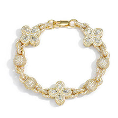 Women's Full Zircon Round Bead Four-leaf Clover Bracelet #CHA288