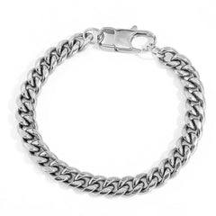 Men's Round Polished Titanium Steel Cuban Bracelet #CHA062