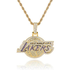 Men's Lakers Team Pendant Micro-Inlaid Zirconia Necklace