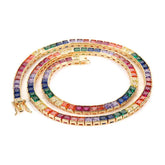Men's Colorful Square Zirconia Tennis Necklace #CHA033