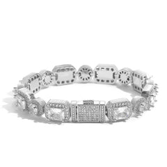 Men's Square And Round Mixed Zircon Bracelet #CHA116
