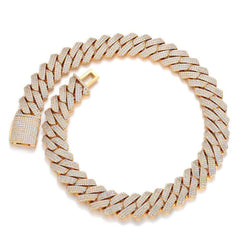 Men's Flap Clasp Three-Row Diamond Cuban Necklace #CHA106