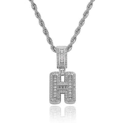 Men's Women's Zirconia Alphabet Pendant Necklace