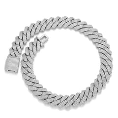 Men's Flap Clasp Three-Row Diamond Cuban Necklace #CHA106