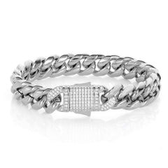 Men's Zirconia Spring Clasp Cuban Bracelet #CHA024