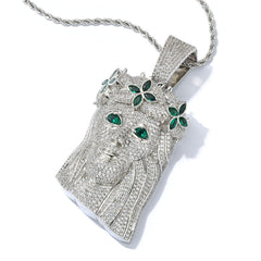 Men's Four-leaf Clover Portrait Zircon Pendant Necklace