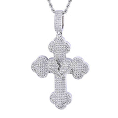 Men's Broken Heart Cross Pendant Necklace