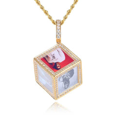 Men's Memory Frame Pendant Micro-Inlaid Zirconia Necklace