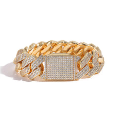 Men's Three-row Zircon Diamond Cuban Bracelet #CHA198