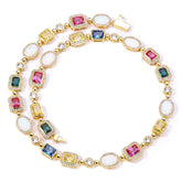 Women's Colored Gemstone Zirconia Necklace #CHA327