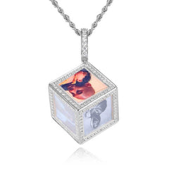 Men's Memory Frame Pendant Micro-Inlaid Zirconia Necklace
