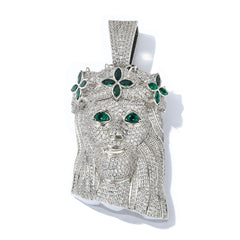 Men's Four-leaf Clover Portrait Zircon Pendant Necklace