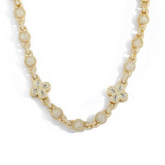 Women's Round Bead Four-Leaf Clover Zirconia Necklace #CHA288