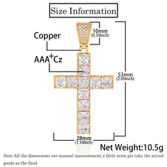 Men's Square Zirconia Cross Pendant Necklace
