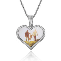 Women's Heart Frame Pendant Copper Inlaid Zirconia Necklace