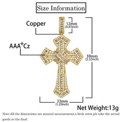 Men's Mixed Zirconia Cross Pendant Necklace