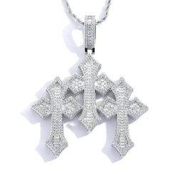 Men's Vintage Cross Pendant Zirconia Necklace