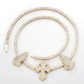 Men's Cross Praying Hands Zirconia Necklace #CHA315