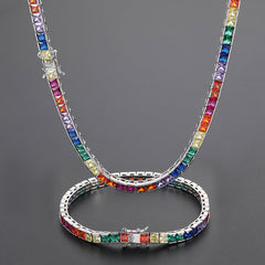 Men's Colorful Square Zirconia Tennis Necklace #CHA033