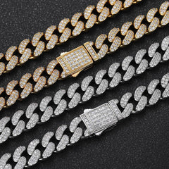 Men's Double Row Diamond Cuban Necklace #CHA065