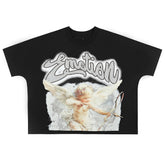 MIXED EMOTION Black Rhinestone Cropped Tee