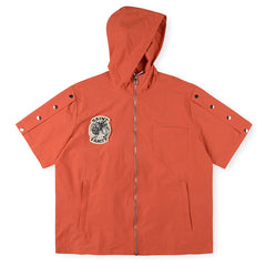 SAINT VANITY Embroidered Sporty Zipper Short-sleeved Jacket “Orange”