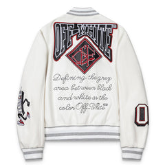 OFF WHITE Crystal Full Lea Varsity Jacket