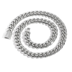 Men's Flap Clasp Stainless Steel Cuban Necklace #CHA016