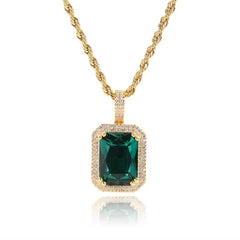 Women's Square Colored Gemstone Pendant Necklace