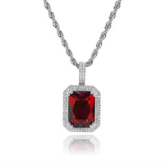 Women's Square Colored Gemstone Pendant Necklace