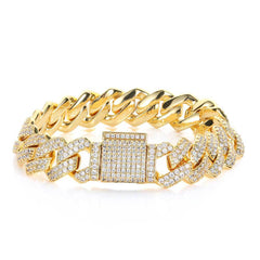 Men's Flap Clasp Diamond Cuban Bracelet #CHAC001