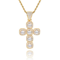 Men's Rock Sugar Cross Pendant Zircon Necklace