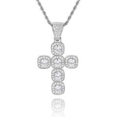 Men's Rock Sugar Cross Pendant Zircon Necklace