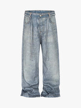 Distressed Diamond Decorated Belt Jeans