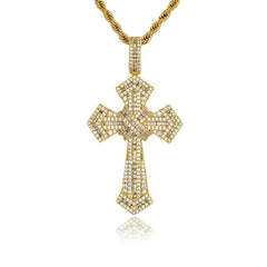 Men's Mixed Zirconia Cross Pendant Necklace