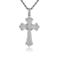 Men's Mixed Zirconia Cross Pendant Necklace