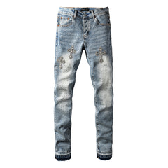 Purple Brand Crystal Diamond Jeans #9132