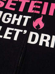 Retro Contrasting Letter Print Loose Hoodie