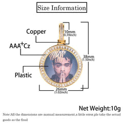 Men's Small Round Frame Zirconia Pendant Necklace