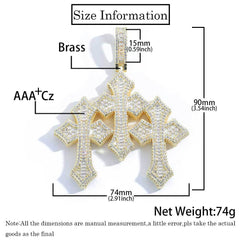 Men's Vintage Cross Pendant Zirconia Necklace