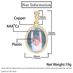 Men's DIY Memorial Oval Photo Frame Pendant Necklace