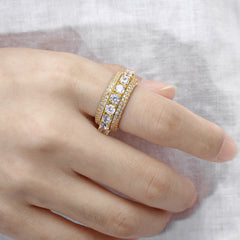 Men's Five-row Micro-paved Zirconia Rotating Ring