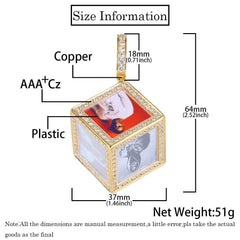 Men's Memory Frame Pendant Micro-Inlaid Zirconia Necklace