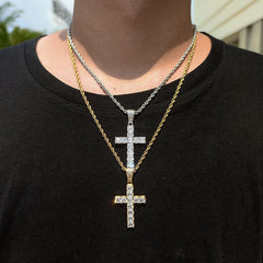Men's Square Zirconia Cross Pendant Necklace