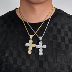 Men's Rock Sugar Cross Pendant Zircon Necklace