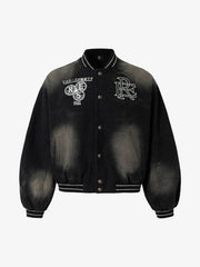 Gradient Bleached Technical Baseball Jacket